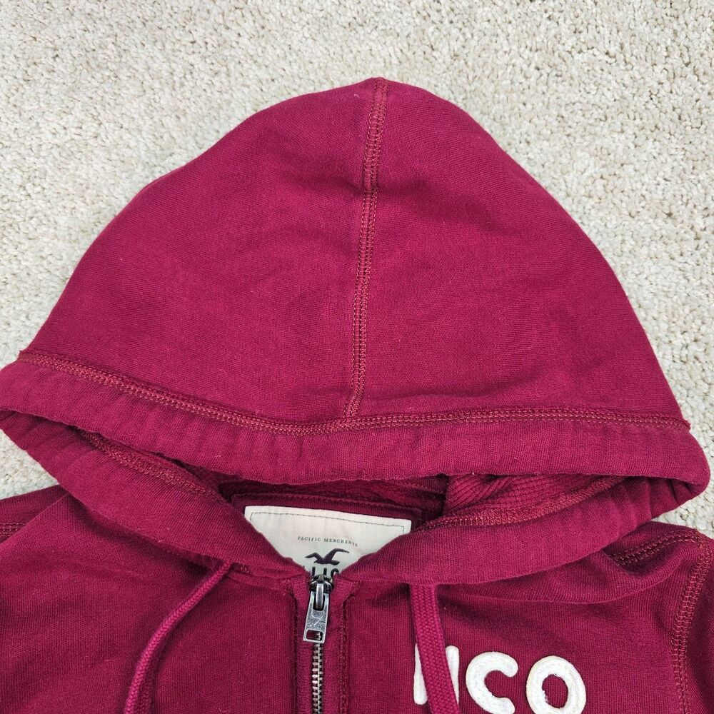 Hollister HCO Pacific Merchants Hoodie Women M Burgundy Y2K Full Zip Logo - Picture 6 of 14